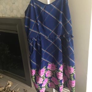 Blue Floral Summer Mini Dress with Pockets